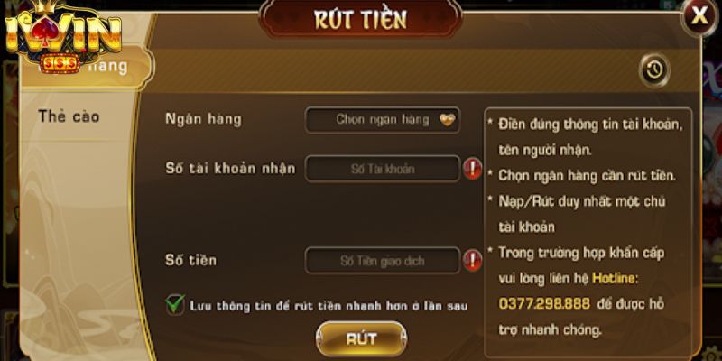 Rút tiền tại IWIN - Phương châm hướng đến sự tiện lợi